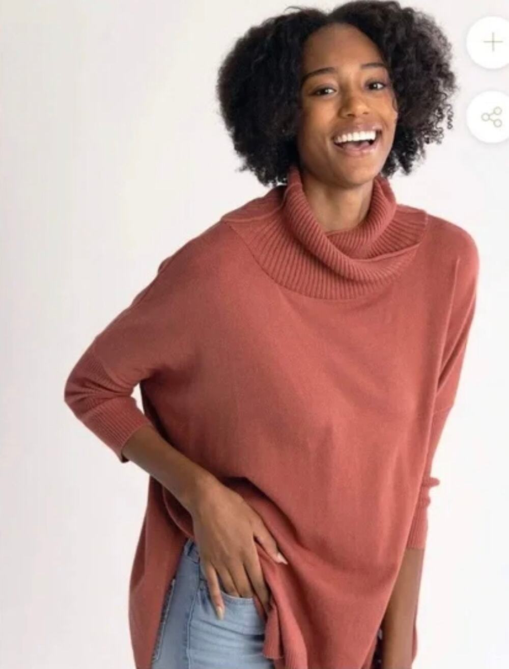 Mersea Newport Travel Side Split Cowl Neck Travel Sweater Pullover Poncho OSFA
